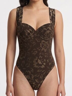 New La Perla Floral Brown shimmer bodysuit